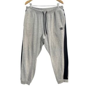Umbro Mens Heather Gray Fleece Jogger Sweatpants Black Side Stripe XL PO 23551